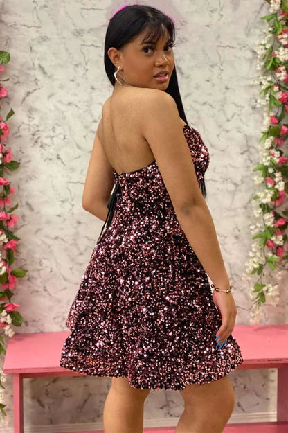 Sparkling Sweetheart A-line Short Back to School Dress