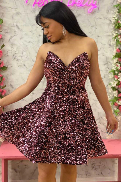 Sparkling Sweetheart A-line Short Back to School Dress