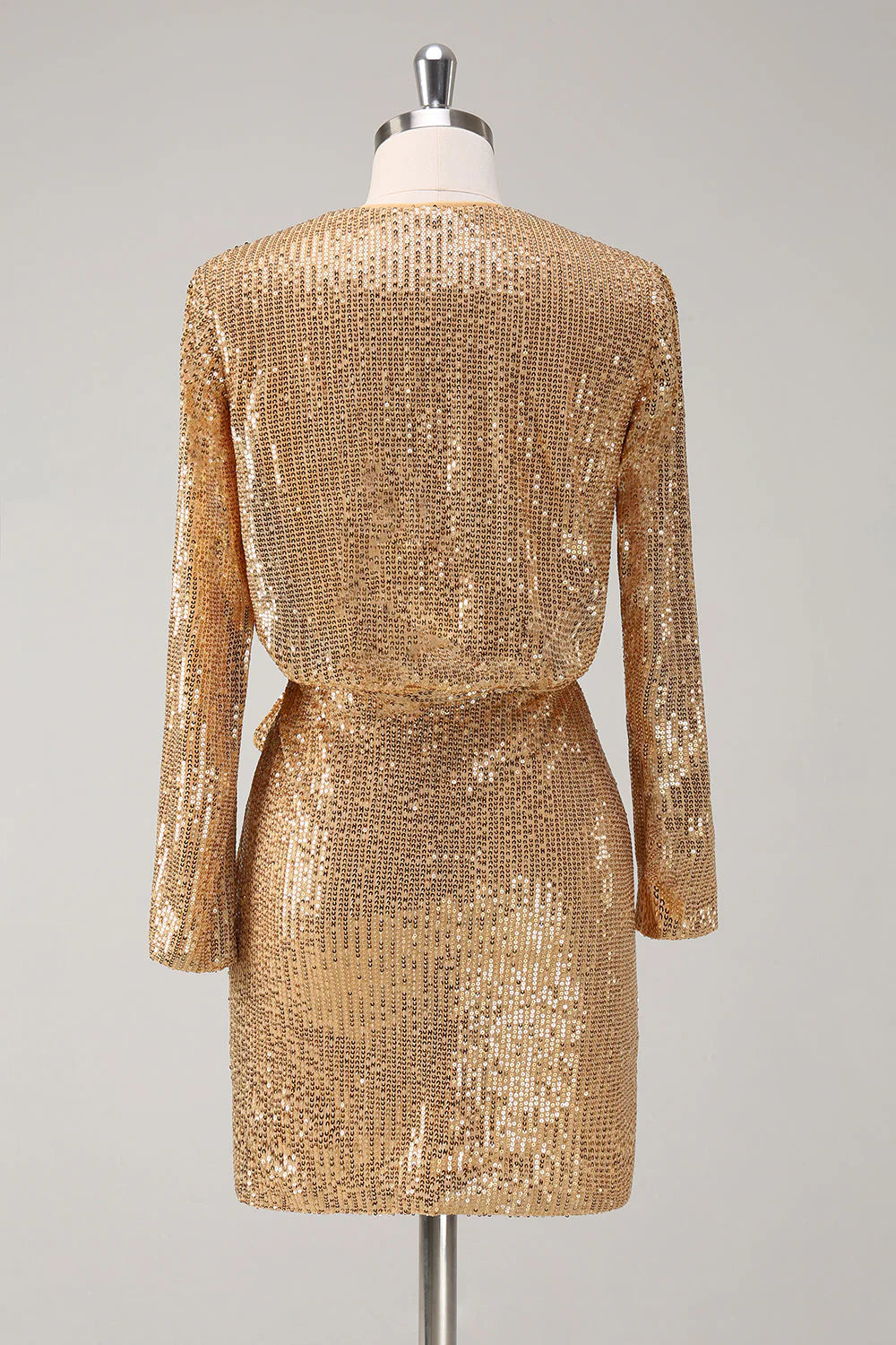 Sparkling gold V-neck short tight party dress