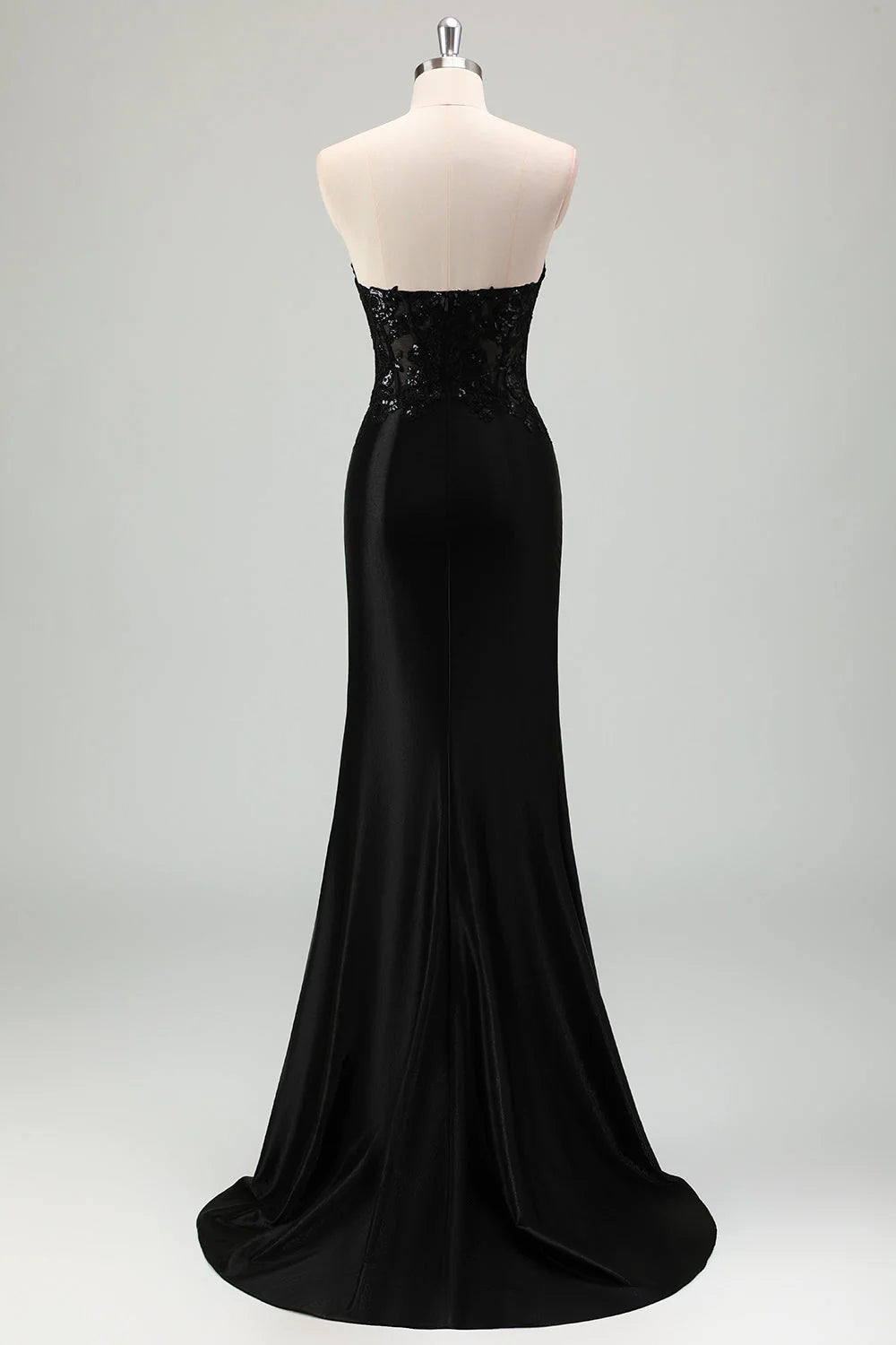 Sparkling mermaid strapless tight corset sequined long slit ball dress