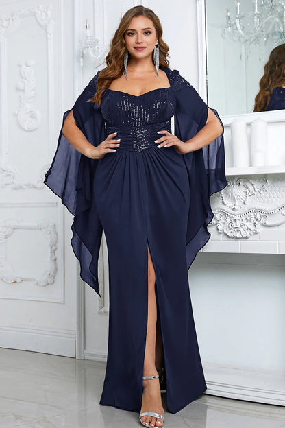 Sparkling sequin bridal long dress with slit