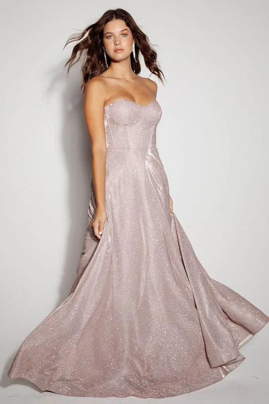 Sparkling strapless spaghetti strap dress