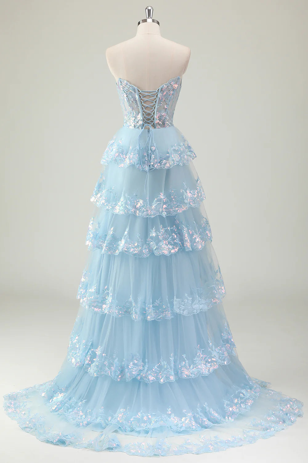 Sparkly Coral Mermaid V Neck Corset Sequins Long Prom Dress With Slit