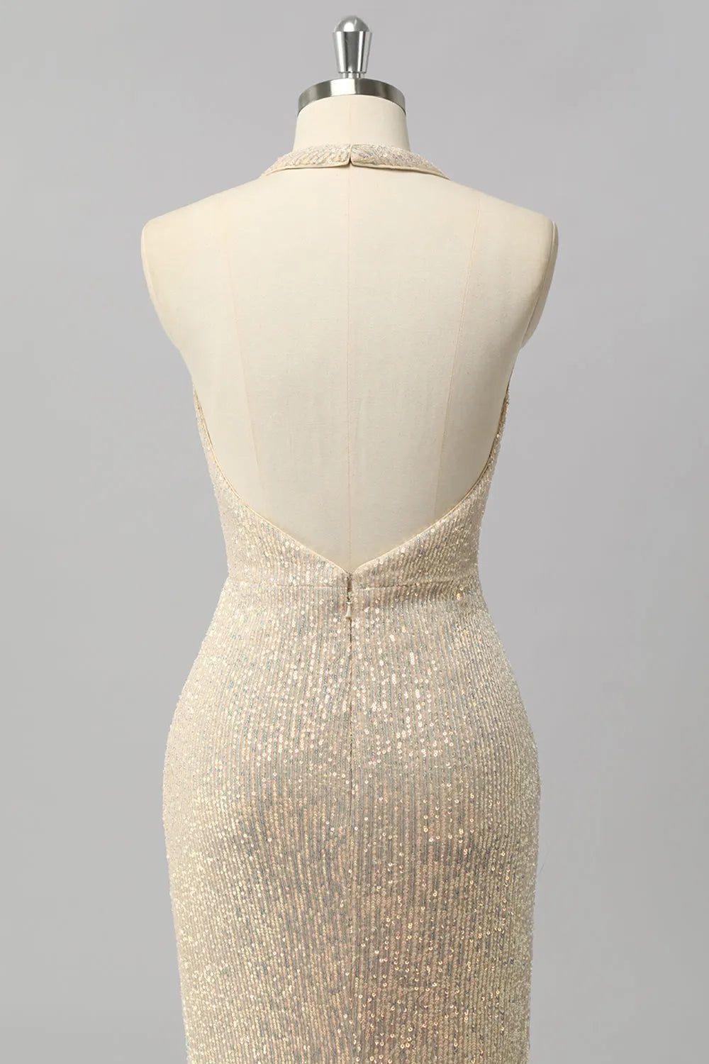 Sparkly Mermaid Halter Neck Sleeveless Sequin Open Back Floor -Length Prom Dress for women Hot Sale