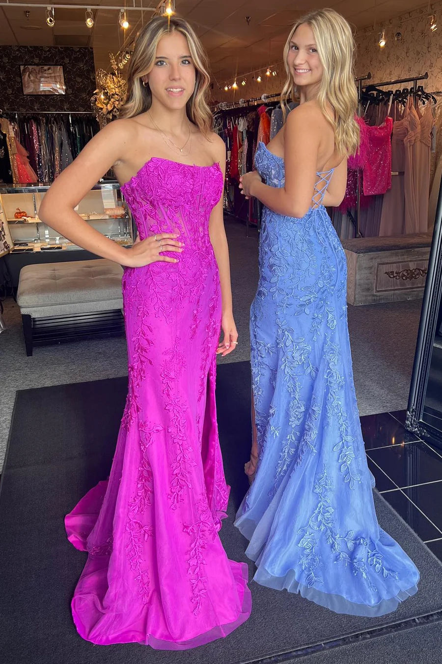 Strapless Appliqué Mermaid Long Formal Dress