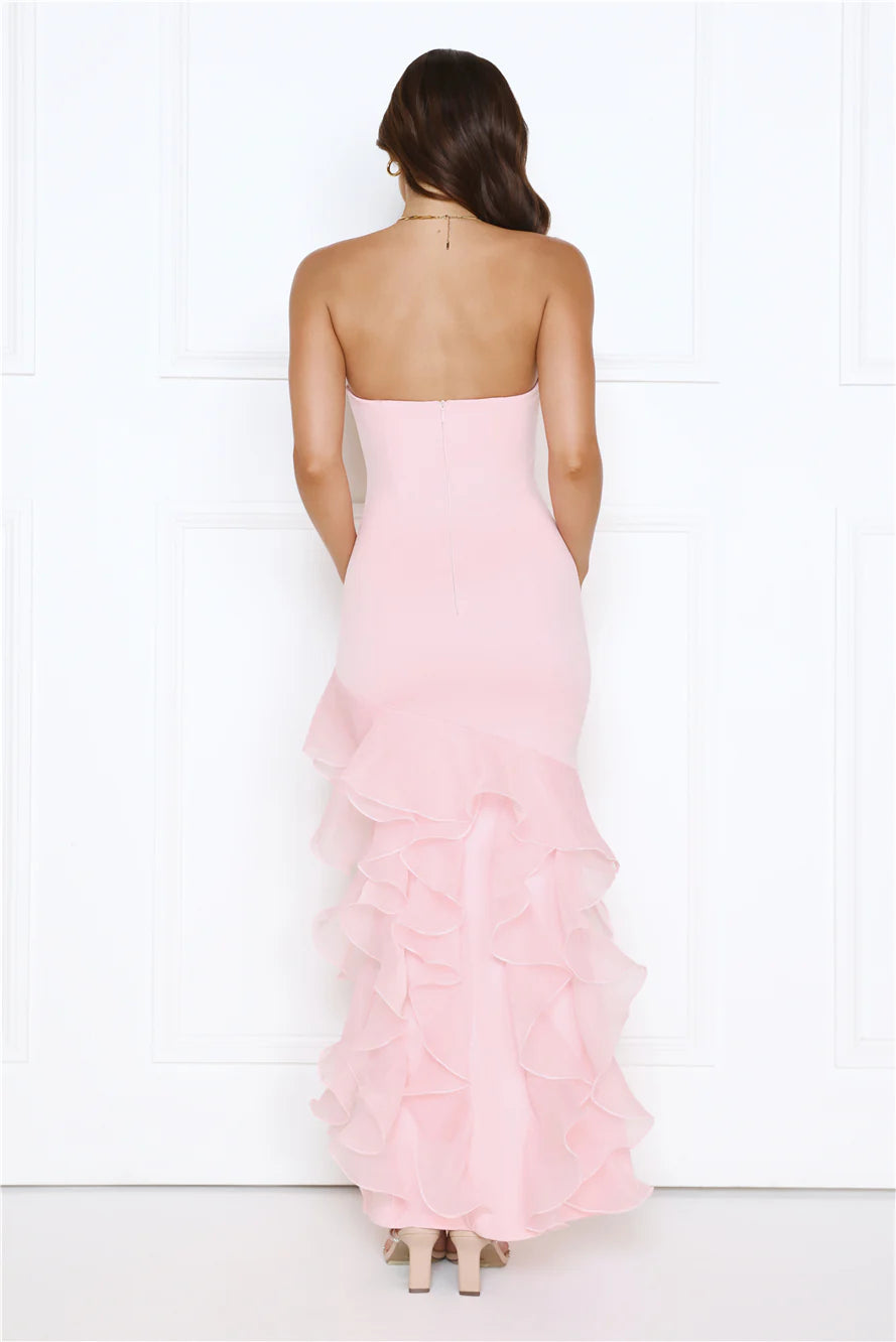 Strapless Ruffle Mermaid Maxi Evening Dresses
