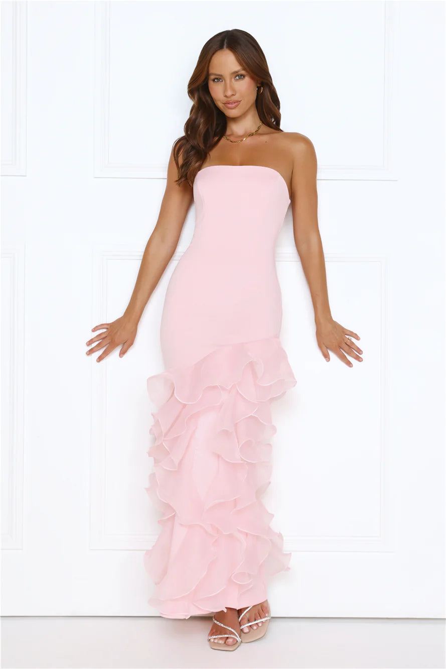 Strapless Ruffle Mermaid Maxi Evening Dresses