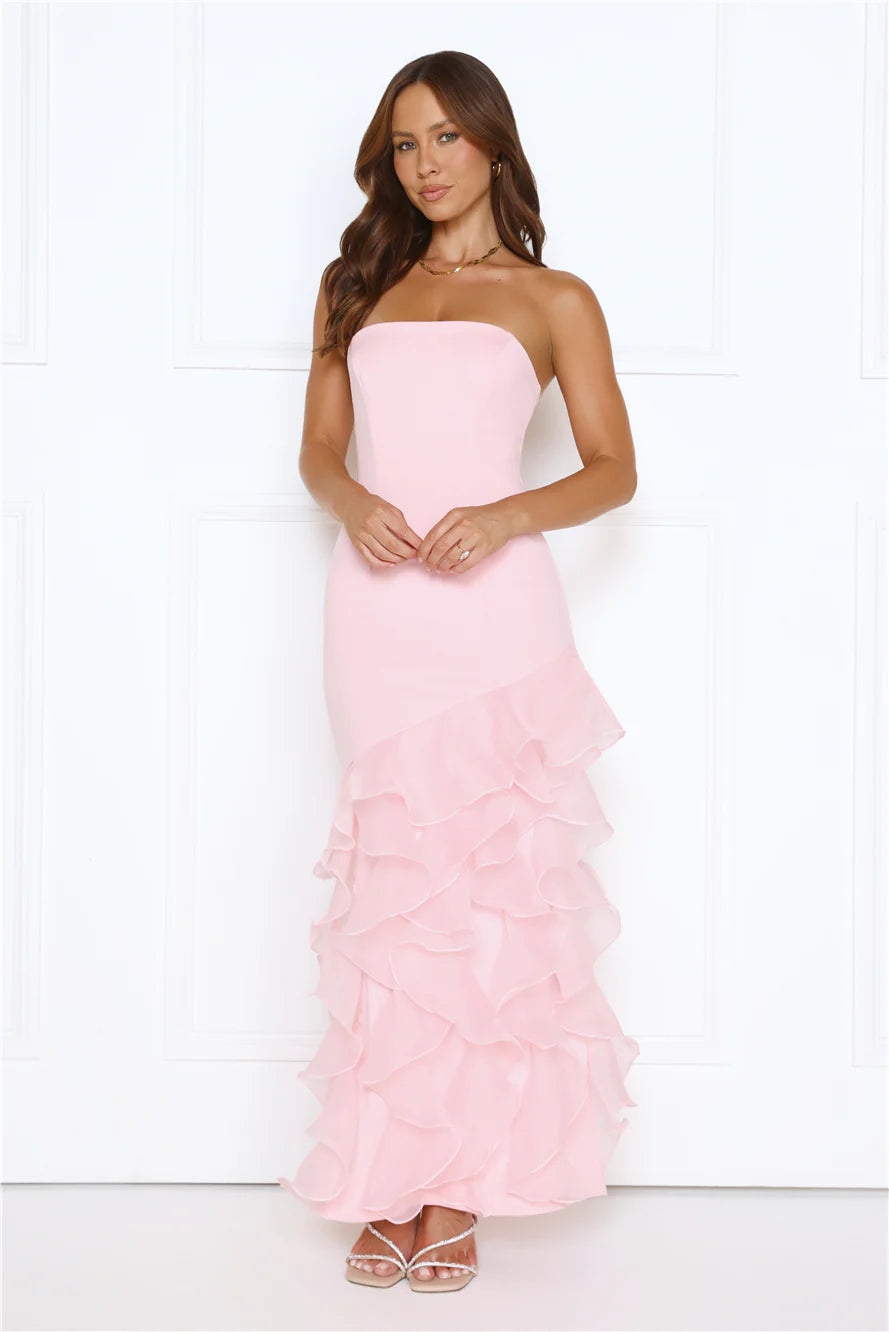 Strapless Ruffle Mermaid Maxi Evening Dresses