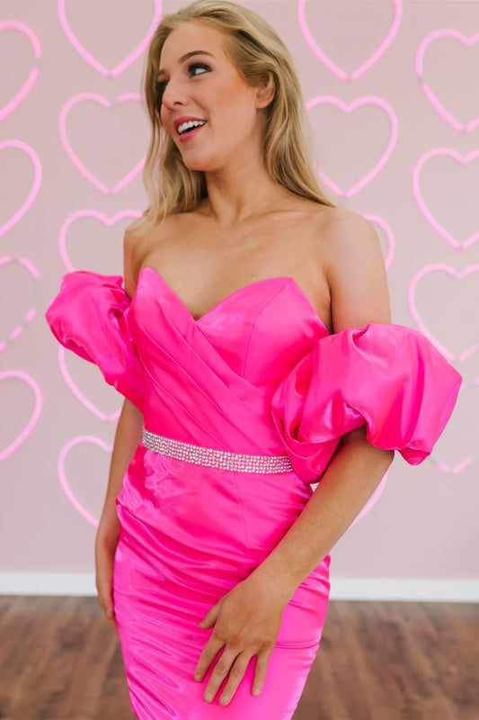 Strapless Short Cocktail Dress with Detachable Sleeves