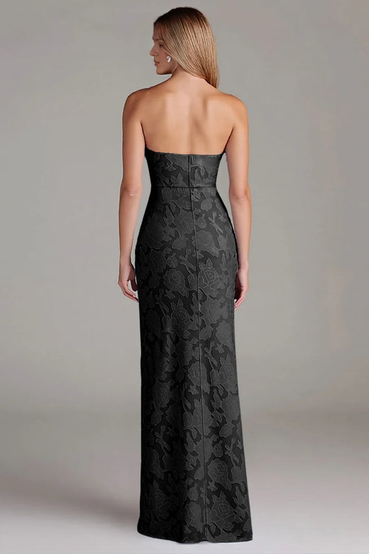 Strapless long wedding guest gown