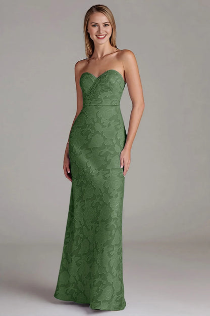 Strapless long wedding guest gown