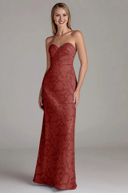 Strapless long wedding guest gown