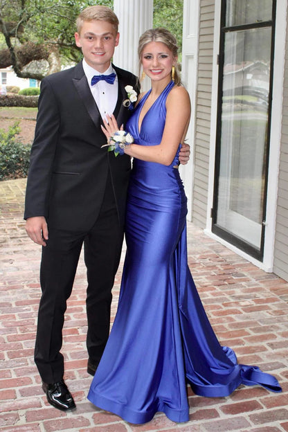 Strap up mermaid long ball dress with backless straps
