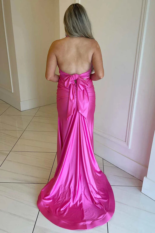 Strap up mermaid long ball dress with backless straps