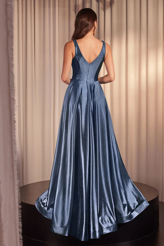 Stunning A-line V-neck dress with side slit