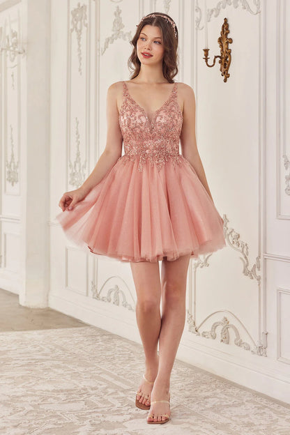 Stunning A-line V-neck slim camisole dress for returning to school short skirt