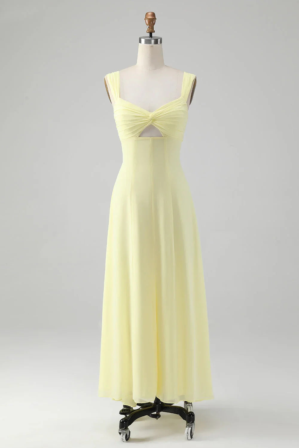 Stunning A-line square neck lock hole long bridesmaid dress