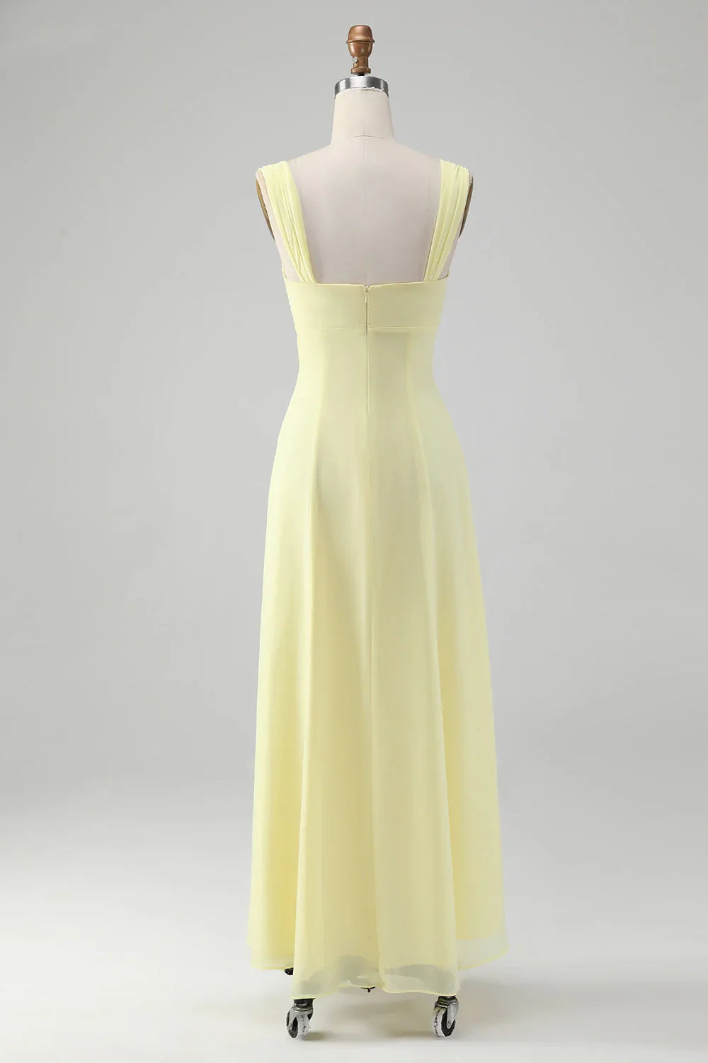 Stunning A-line square neck lock hole long bridesmaid dress
