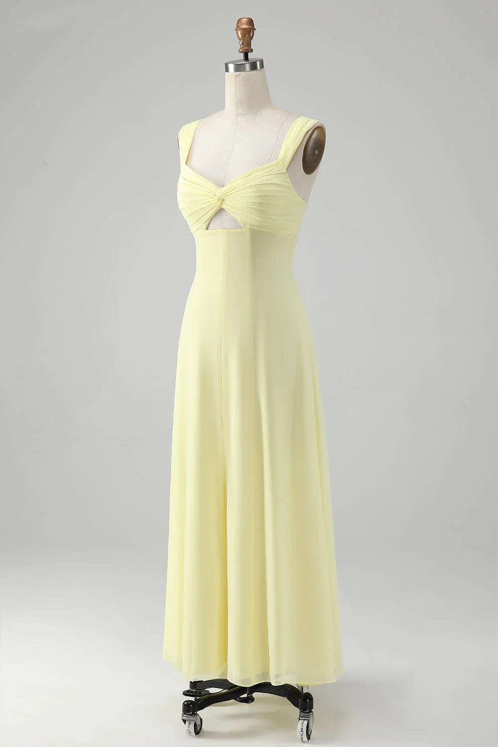 Stunning A-line square neck lock hole long bridesmaid dress