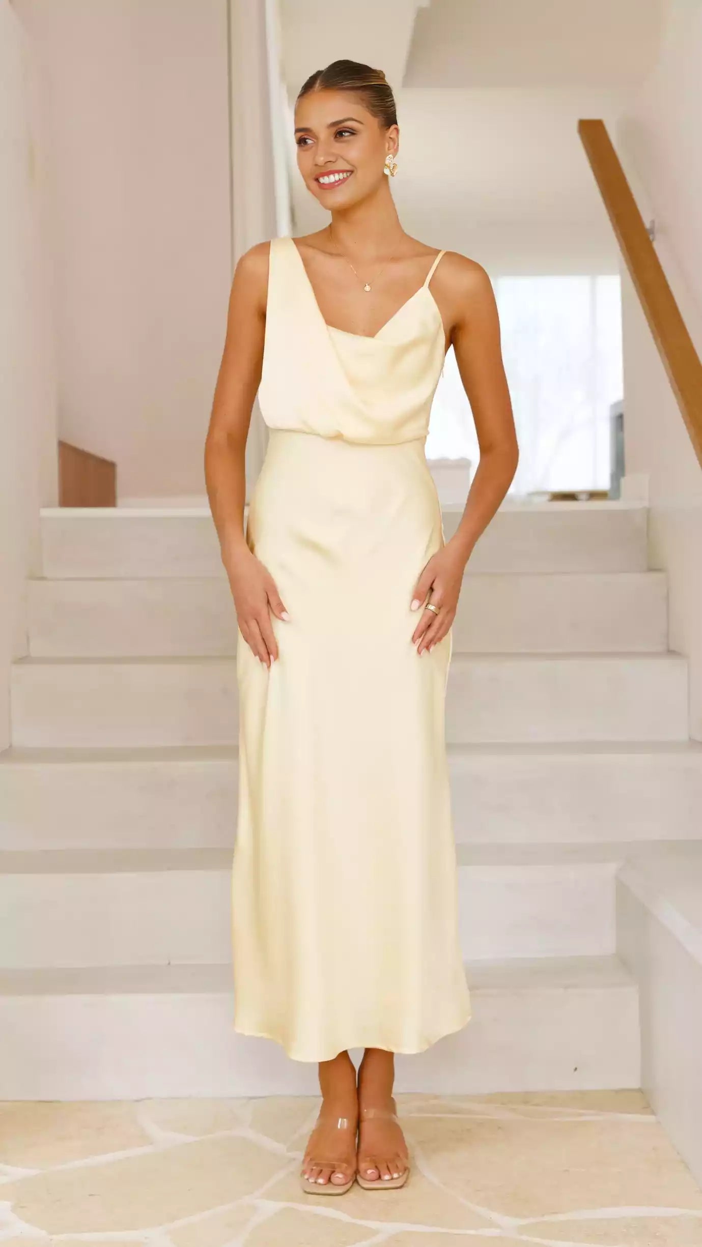 Stunning classic silhouette asymmetrical neckline invisible zipper button closure Prom Dresses