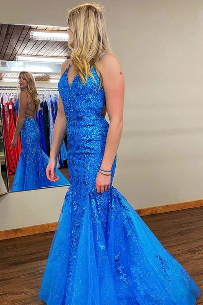 Stunning decal tied long ball gown with backless design