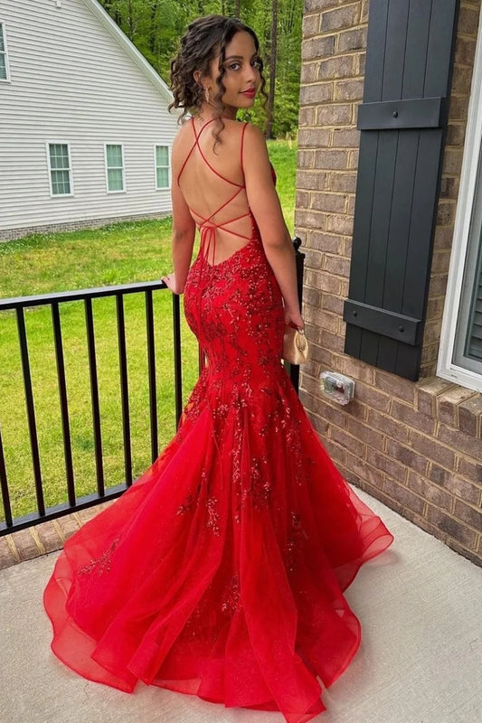 Stunning decal tied long ball gown with backless design