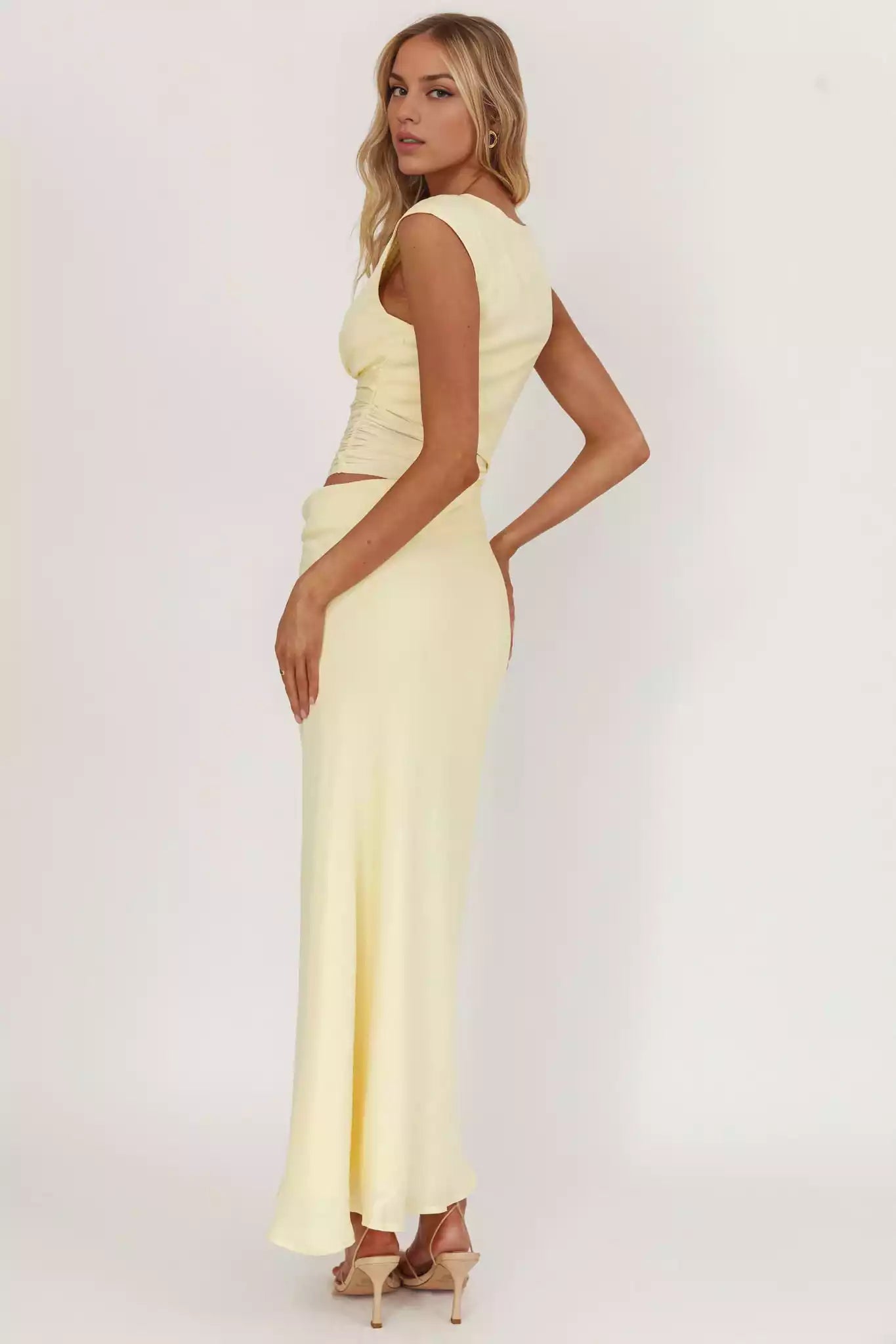 Stunning perspective hollow waist satin side zipper hollow details Bridesmaid Dresses