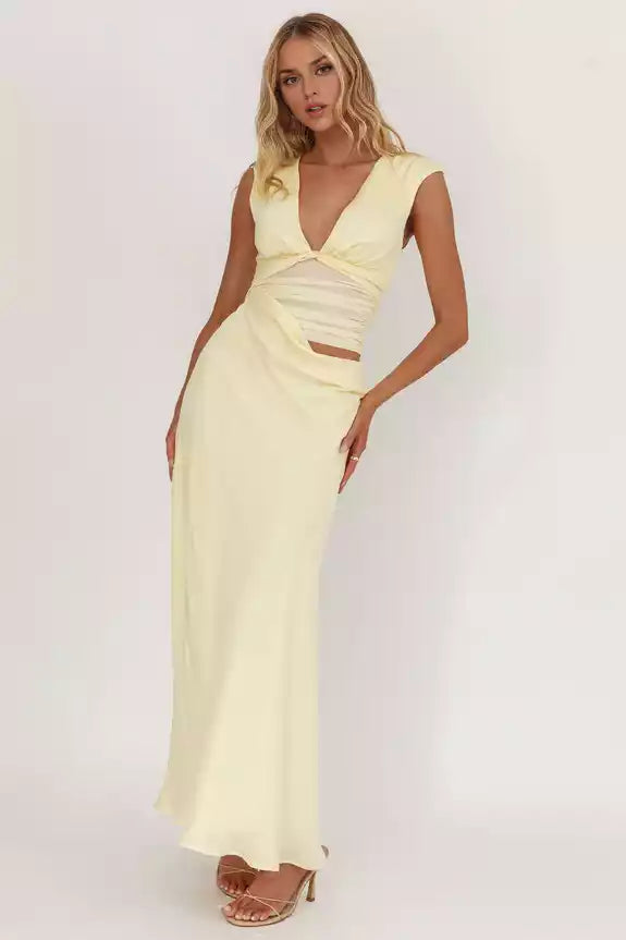 Stunning perspective hollow waist satin side zipper hollow details Bridesmaid Dresses