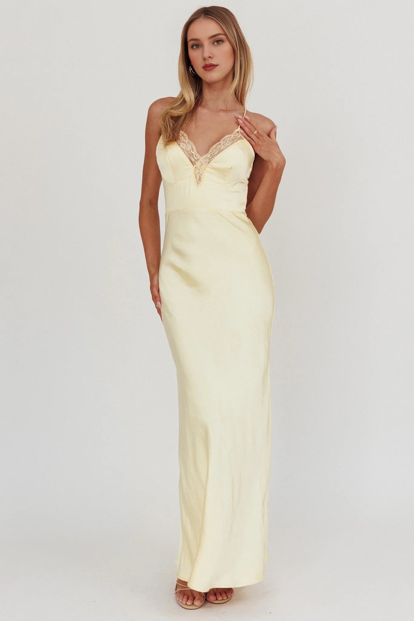 Stunning satin unlined adjustable cross shoulder bridesmaid dress