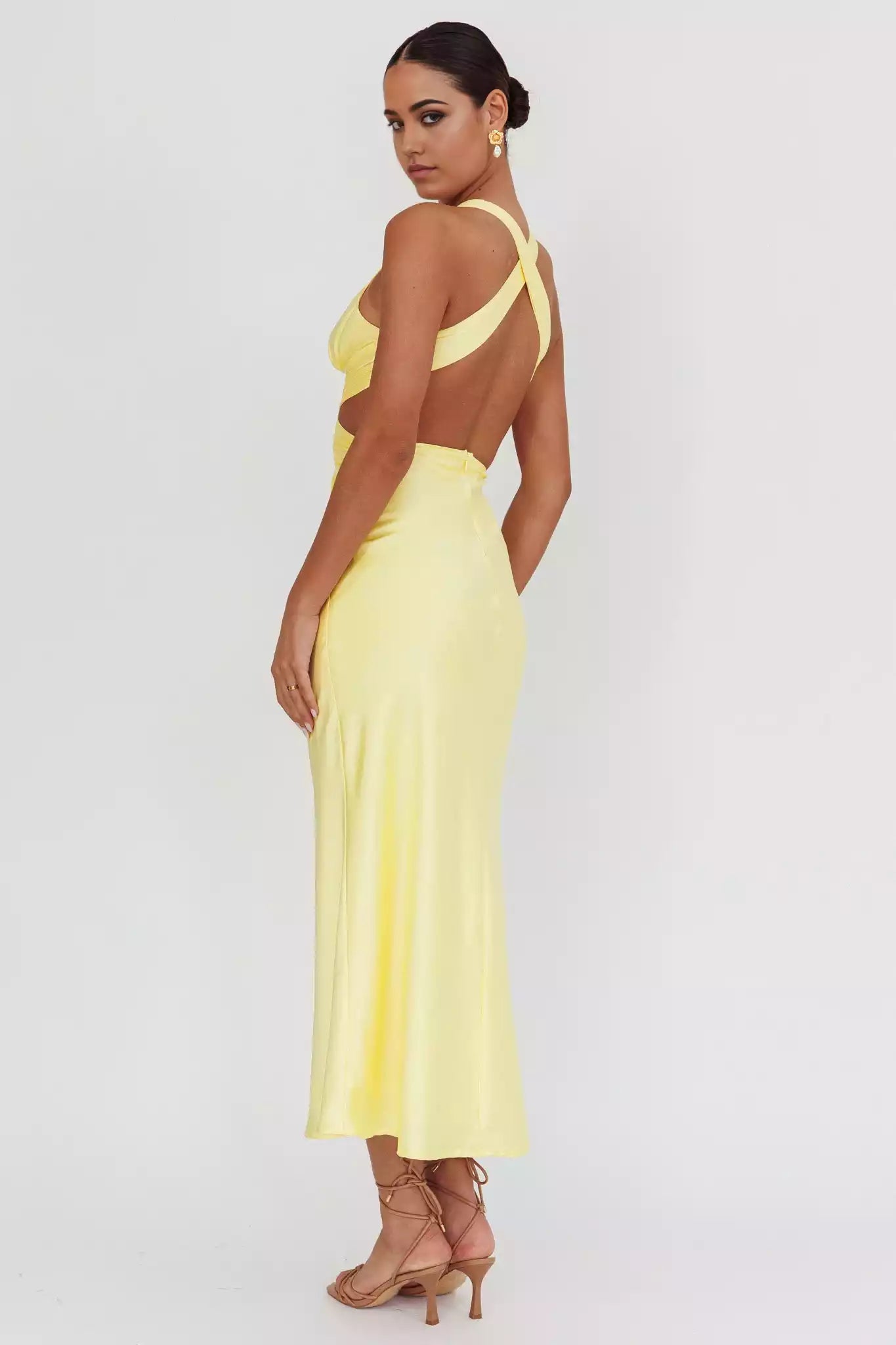 Stunning waist slit, cross straps, backless padding, invisible back zipper, Bridesmaid Dresses