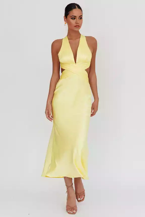 Stunning waist slit, cross straps, backless padding, invisible back zipper, Bridesmaid Dresses