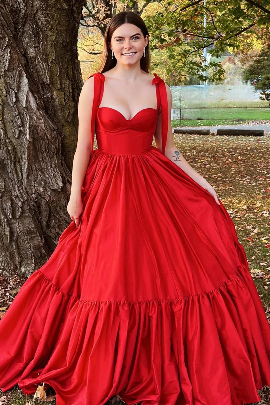 Sweetheart Bow A-line Long Ball Dress