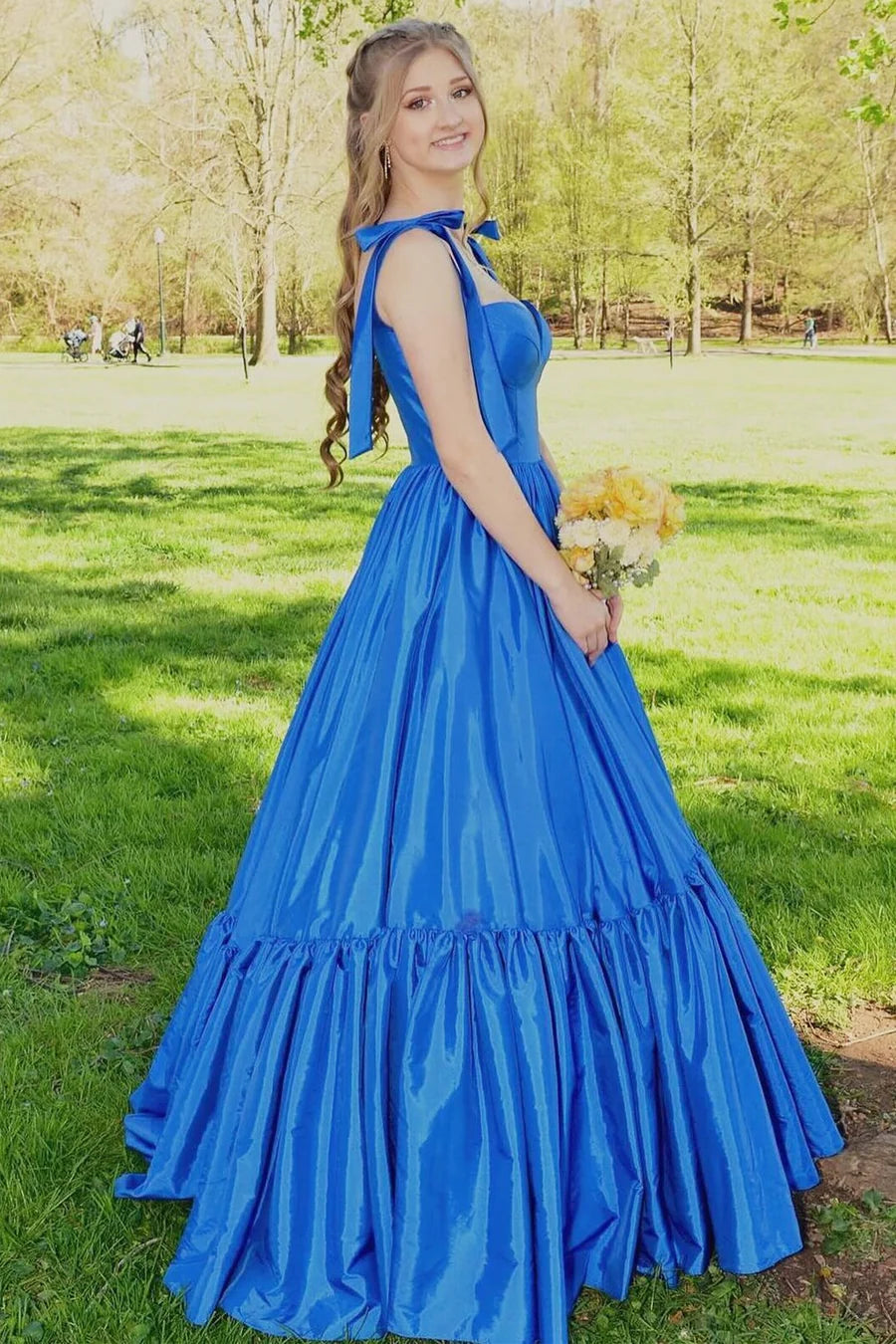 Sweetheart Bow A-line Long Ball Dress