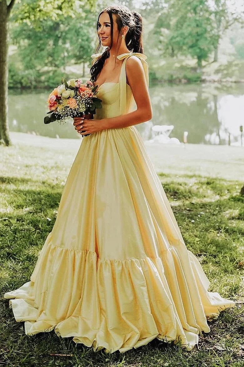Sweetheart Bow A-line Long Ball Dress