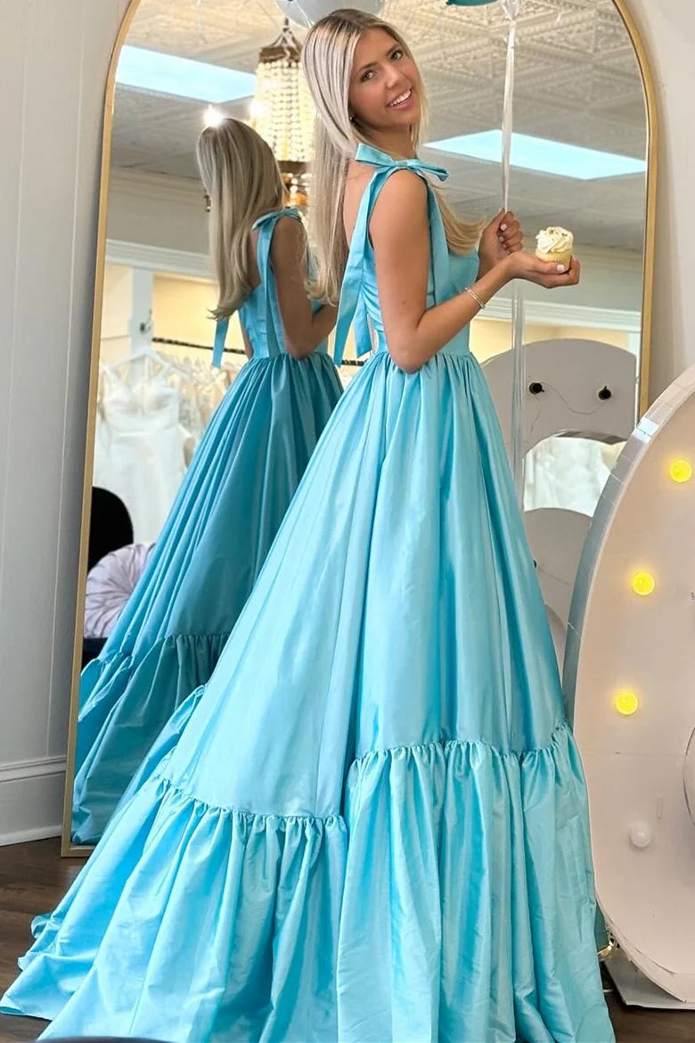 Sweetheart Bow A-line Long Ball Dress