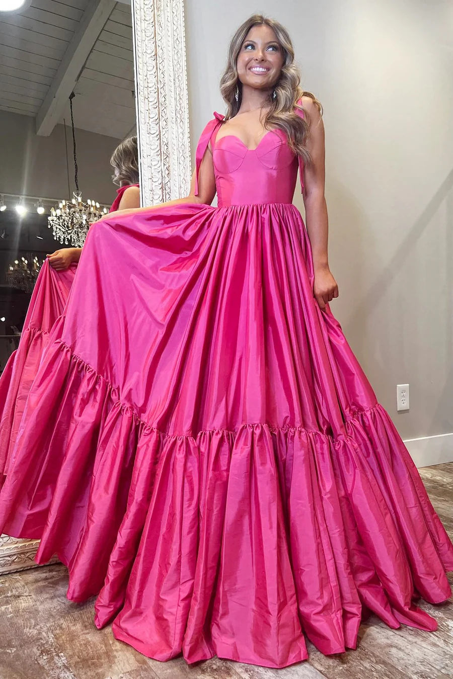 Sweetheart Bow A-line Long Ball Dress