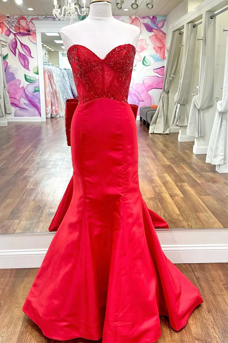 Sparkling Embroidered Sweetheart Bow Ball Dress