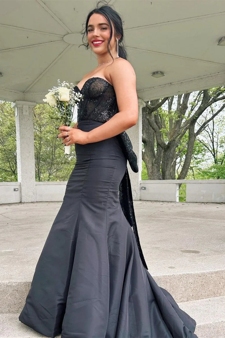 Sparkling Embroidered Sweetheart Bow Ball Dress