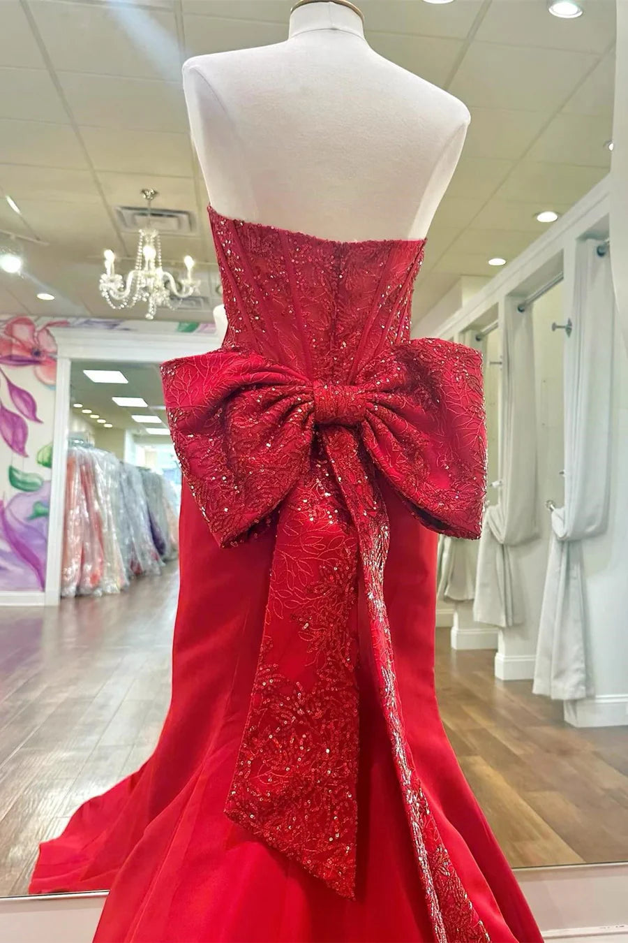 Sparkling Embroidered Sweetheart Bow Ball Dress