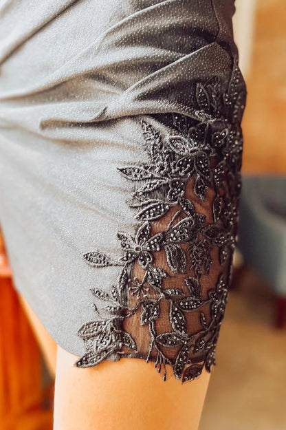 Sweetheart Fitted Short Dress with Floral Lace