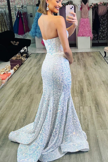 Rainbow sequins Sweetheart Mermaid Long Ball Dress