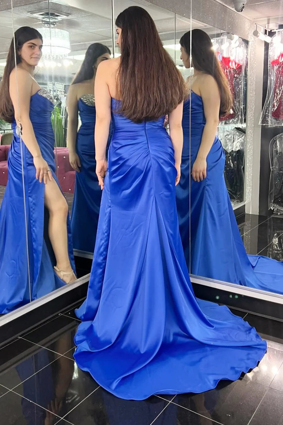 Sweetheart mermaid long formal dress with slit