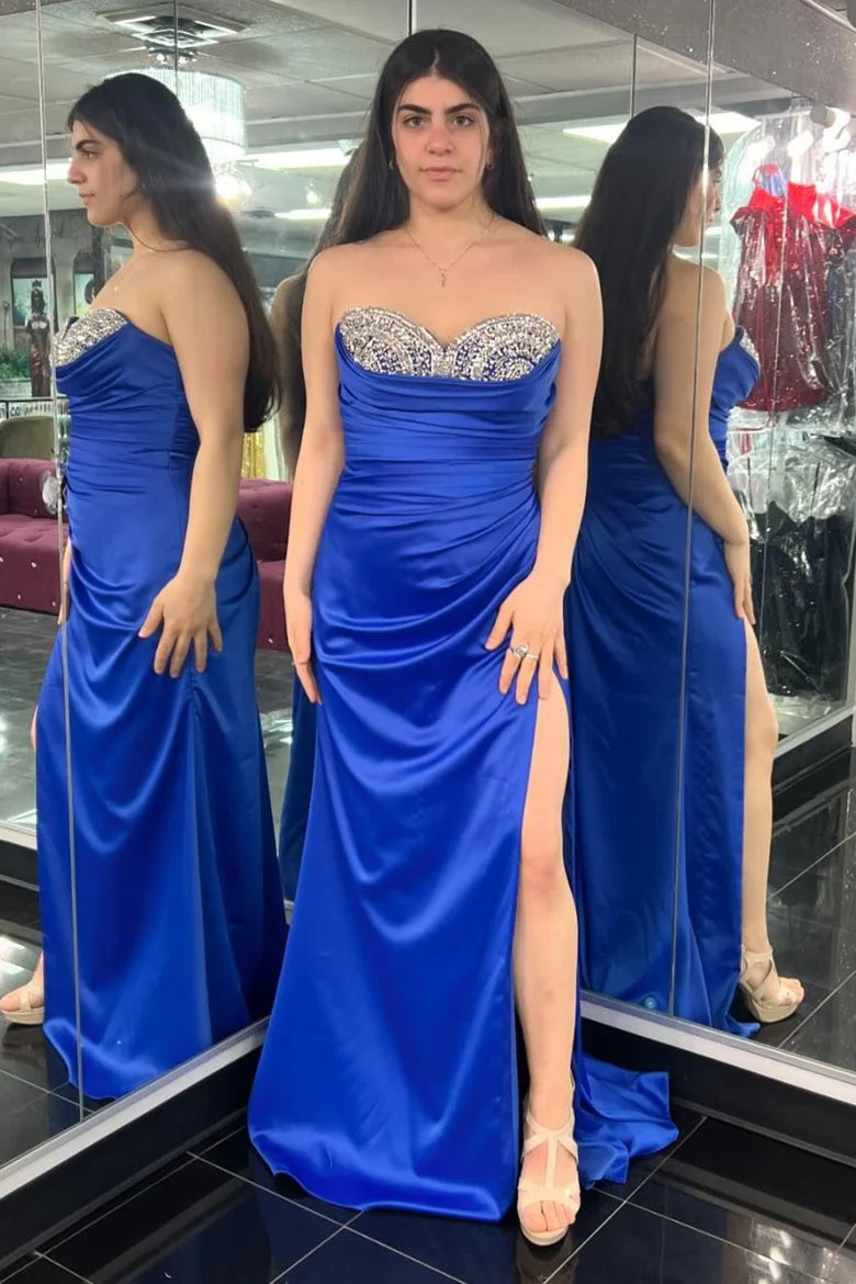 Sweetheart mermaid long formal dress with slit