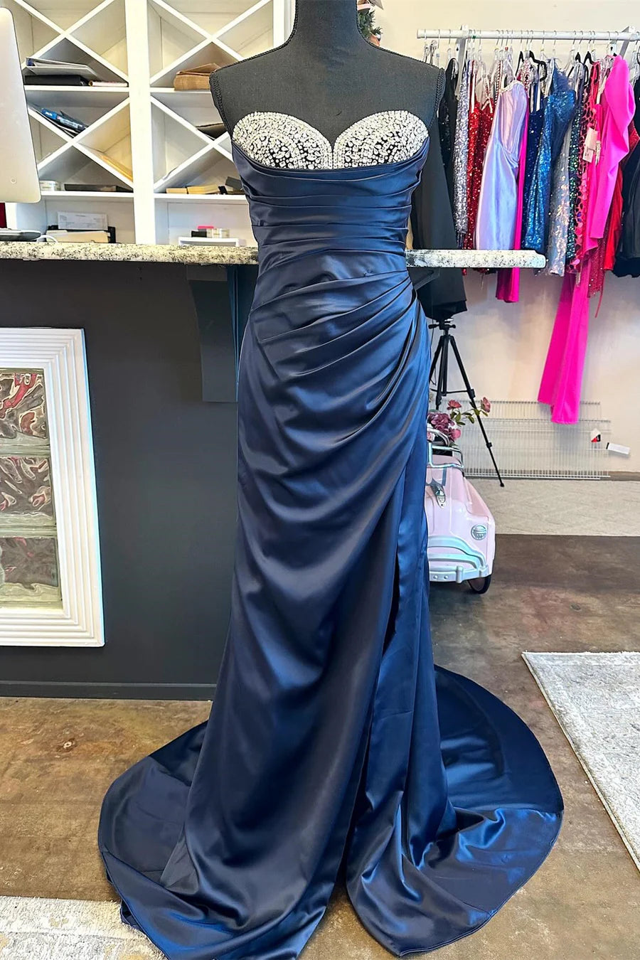 Sweetheart mermaid long formal dress with slit