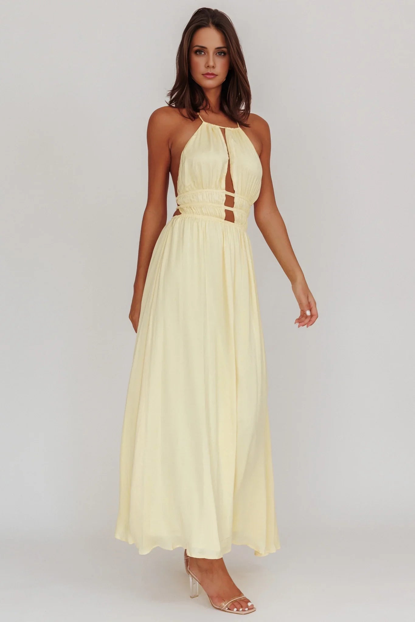 The eye-catching hollow tight corset with backless hollow details bridesmaid dress