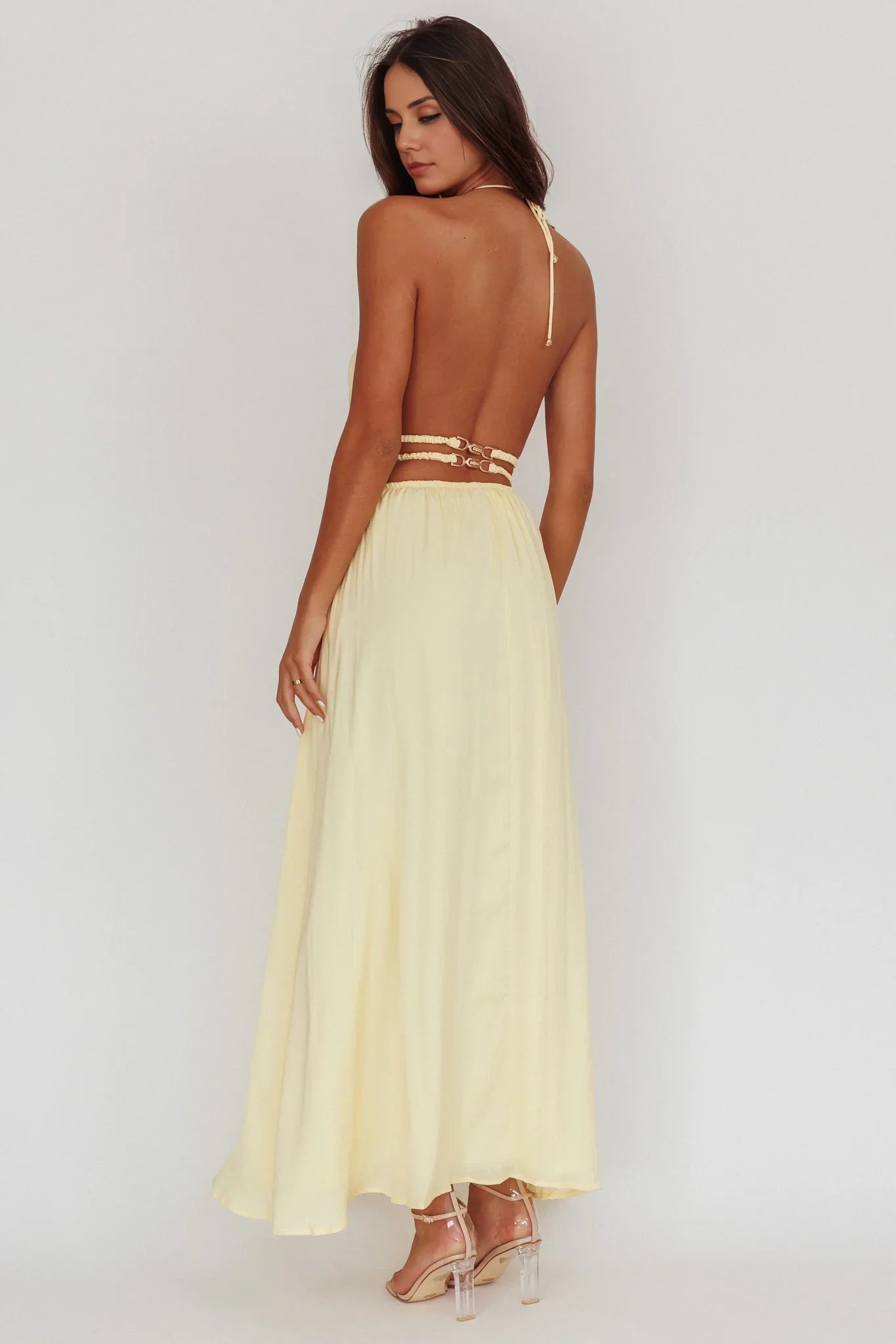 The eye-catching hollow tight corset with backless hollow details bridesmaid dress