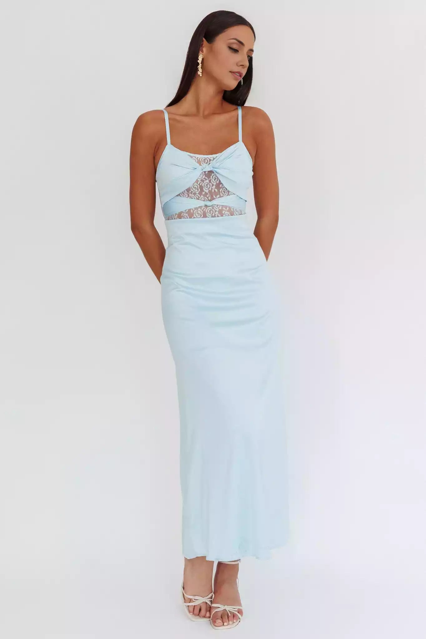 The eye-catching unlined twisted detail lace corset with adjustable shoulder straps and a zipper at the back, Bridesmaid Dresses