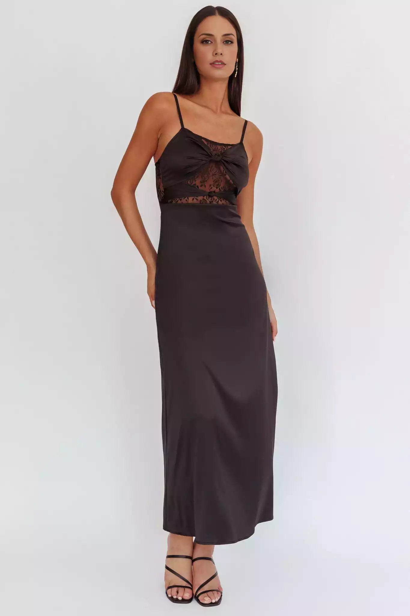 The eye-catching unlined twisted detail lace corset with adjustable shoulder straps and zipper at the back Bridesmaid Dresses