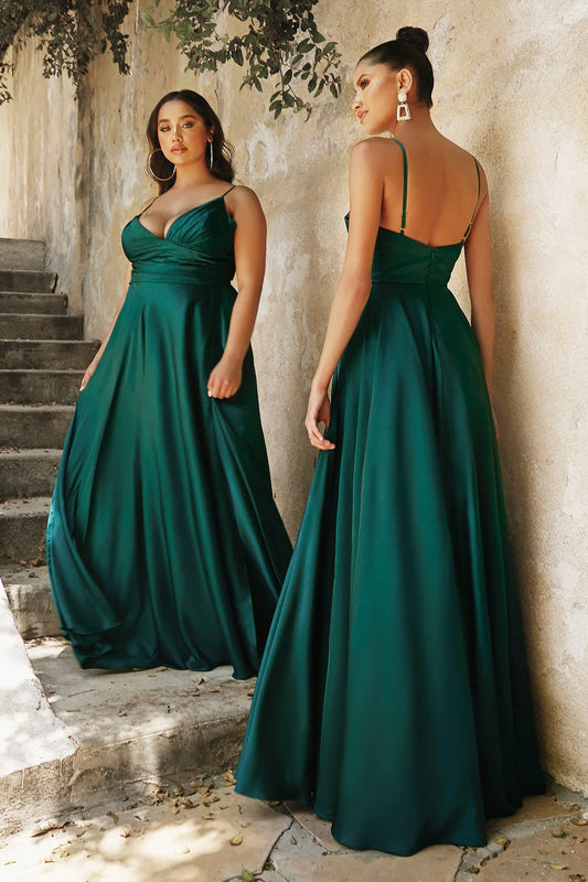Thin camisole V-neck dress with side slit