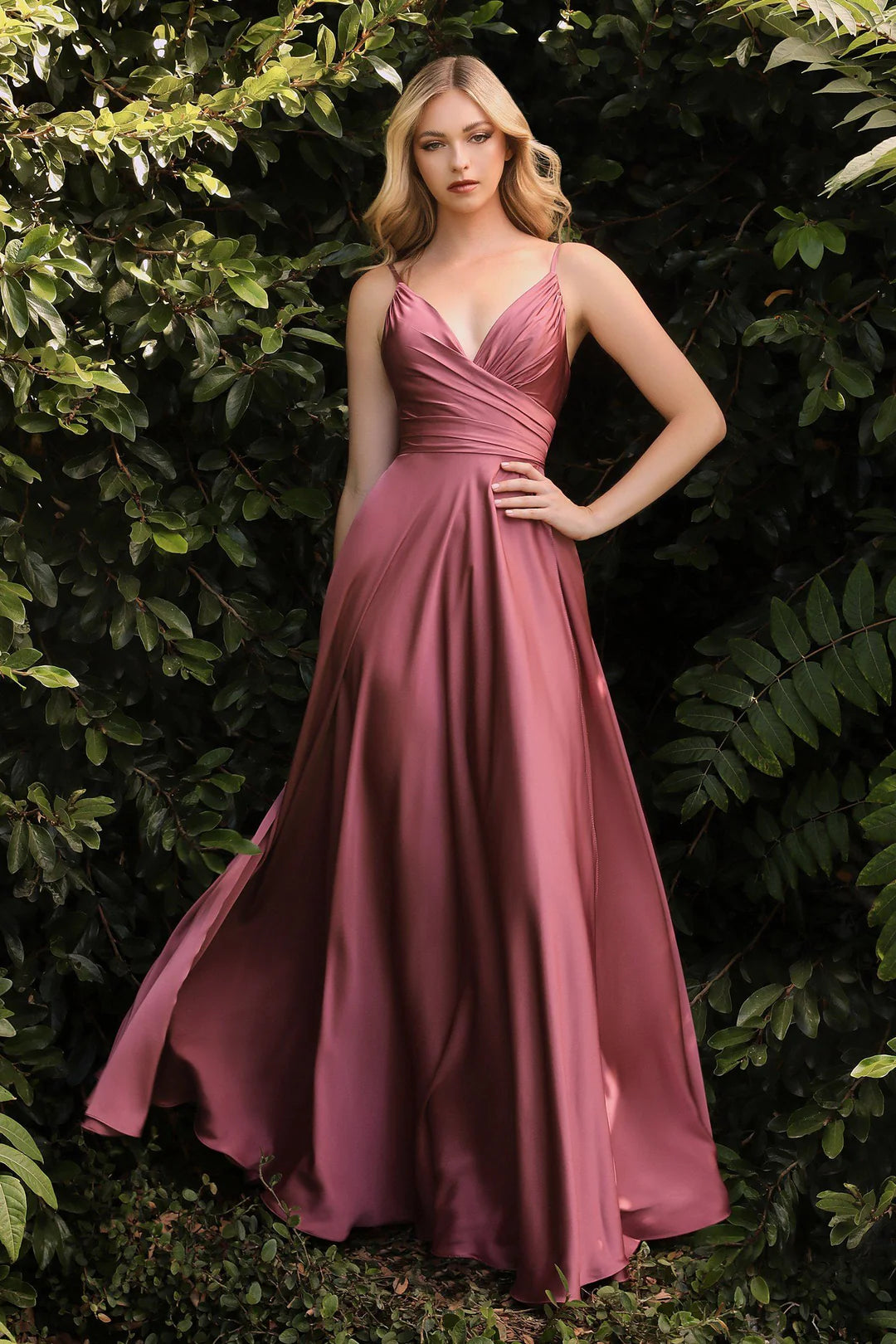 Thin camisole V-neck dress with side slit